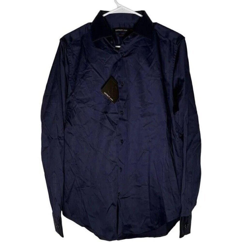 DSTRCT & Row STITCHFIX Men's XL Navy Long Sleeve Button Up Shirt Lightweight NWT